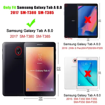 Samsung Galaxy Tab 8.0 T380 T385 2017 tablete lietu Vāku lieljaudas 2in1 Hibrīda antidetonācijas Izturīgs Triecienizturīgs Būtiska+filma+pildspalva