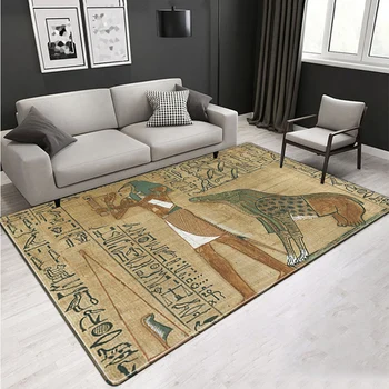 Senās Ēģiptes 3D Drukas Paklājs Paklājs Mīksts Samta Mājas Dzīvojamā Istaba Dekori Ēģiptes Skandināvijas Etniskā Stila Eiropas Retro Guļamistabas Mat