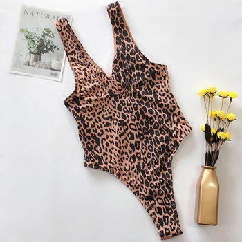 Sexy Leopard Raibs Viens Gabals Peldkostīms Sievietēm 2020. Gada Vasaras Dobi Ārā Peldkostīmi Sieviešu Beachwear Peldētāju Peldkostīms Monokini
