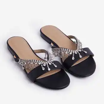 Sieviešu apavi, vasaras apavi, plakana pērle sandales ērti string biezumu čības sieviešu ikdienas sandales Flip Flops Pludmales Sandales