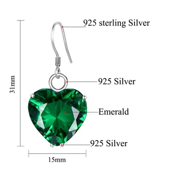 Sirds Emerald Vilināt Auskari Sievietēm Zaļo Gem Akmens Sudraba Earings 925 Dārgakmeņiem Auskari ar rokām Darinātas Rotaslietas, Dāvanas Sievietēm