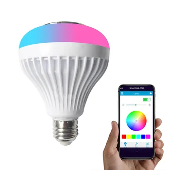 Smart E27 12W Ampoule LED Spuldze RGB Gaismas Bezvadu Bluetooth Audio Skaļrunis skan Mūzika, Regulējamas Lampas ar APP Tālvadības pults