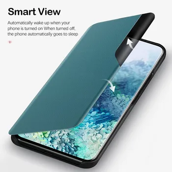 Sākotnējā Luksusa Ādas Smart View Window Flip Case For Samsung Galaxy S20 Ultra FE 5G 4G S10 S8 S9 Plus Oficiālais Magnētisko Gadījumos