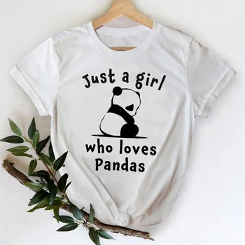 T-krekli Sievietēm Ir 2021. Karikatūra Panda Gudrs Īsām Piedurknēm Kawaii Pavasara Vasaras Top Lady Drukāt Grafiskā Tshirt Sieviešu Tee T-Krekls