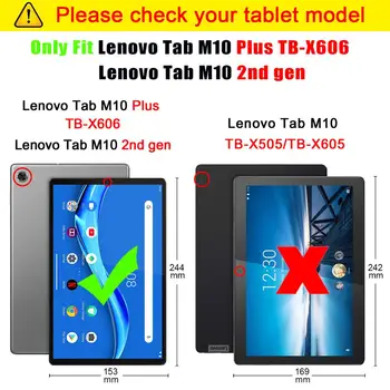 Tablete gadījumā Lenovo Cilnes M10 Plus PU Ādas Smart Miega mosties būtiska Trifold Stāvēt Cieto segumu capa karti tb-x606f tb-x606x 10.3