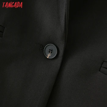 Tangada 2020. gadam sieviešu komplekts melnā darba uzvalku 2 gabals, kas sieviešu robots apkakles jaka dāmas žakete, Bikses, Komplekti DA110