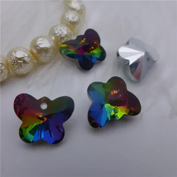 Tauriņš formas kristāla piekariņi 10mm/14mm stikla aproce, kaklarota, auskari DIY pilieni varavīksnes ab apbur sievietes, rotaslietas, aksesuāri