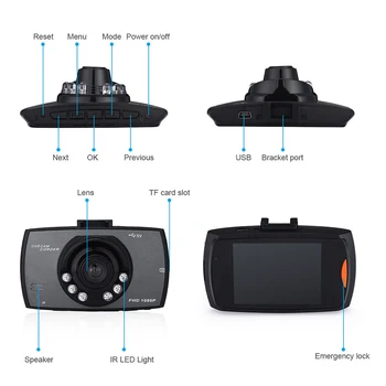 Tefanball Auto Dvr reģistrators Kamera, Full HD 1080P 140 Grādu Dashcam Video Reģistratori Automašīnām Nakts Redzamības G-Sensors Dash Cam