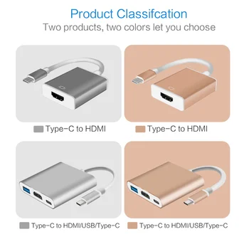 Thunderbolt 3 USB C3.1 C Tipa HDMI USB3.0 Adapteri, Sieviešu un Vīriešu USB C HDMI Pārveidotājs Projektors, Dators Macbook pro HDTV