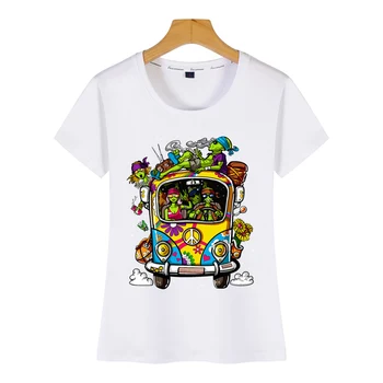 Topi, T Krekls Sievietēm ārvalstniekiem hipiju van miera zīmi psychedelic festivāls Sexy Harajuku Drukāt Sieviešu Tshirt