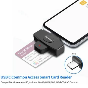 USB-C Karšu lasītājs Tips C (Smart Card Reader ID/Bankas/SIM CAC Adapteris Lasītājs