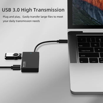 USB HUB 4 Ports USB 3.0 HUB 5Gbps Super Speed USB Sadalītājs Adaptera Kabeli Blue LED iMac Notebook, Laptop C Tipa Konvertētājs