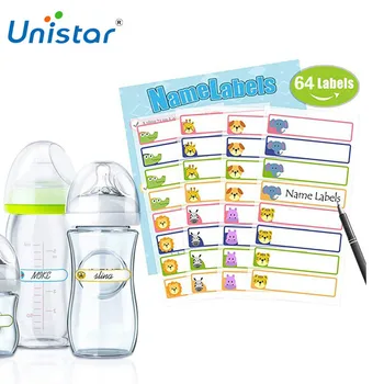 Unistar 64 gab Baby Pudeles Etiķetes dienas Aprūpes Multi Krāsu Ūdensizturīgs Rakstīt-Par Nosaukumu Etiķetes Labāko par Skolu, Līmi, Uzlīmes