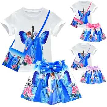 Vasaras Meiteņu Apģērbu Komplekti Un Soma Sniega Karaliene 2 Balta Meitenes Anna Elsa T-krekls, Svārki Tērps Bērniem, Svētku Tērpu Meitene Apģērbu Komplekti