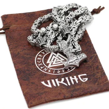 VikingCeltic Ziemeļvalstu viking mjolnir nerūsējošā tērauda thor hammer kaklarota, lai cilvēks,- karalis ķēdes