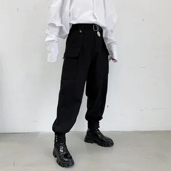 Vīrieši Japānā Streetwear Punk Gothic Gadījuma Elsas Vīriešu Vintage Hip Hop Kabatas Harēma Bikses Skatuves Apģērbs Kimono Elsas