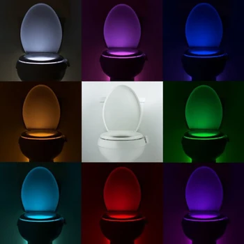 Z90 Nakts Gaismas Jaunums Apgaismojuma Sensors Tualetes Gaismas LED Lampas Cilvēka Kustības aktivizē PIR 8 Krāsās, Automātiskā RGB Nakts apgaismojums