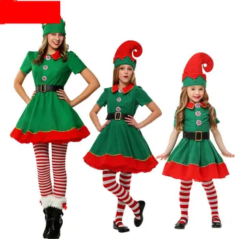 Ziemassvētku Cosplay Kostīmi Bērniem, Meitenēm, Elf Grinch Kleitu Jaunā Gada, Ziemassvētku Puse Zaļā Santa claus Darbības Apģērbu ar Cepuri