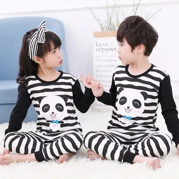 Ziemā Bērniem, Bērnu Pidžamas Komplekti Kokvilnas Panda Pilnu Piedurknēm Sleepwear Zēnu un Meiteņu Pidžamas, Topi+Bikses 2gab Pijamas 2-13Y Apģērbs, Uzvalki