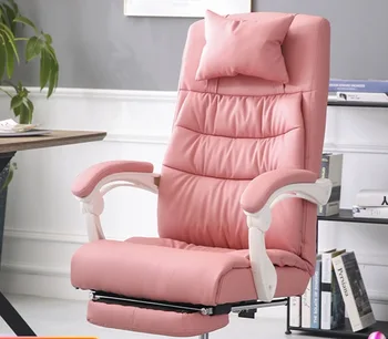 Ērti Pagriežams Krēsls PU Guļamistaba Biroja Ergonomisks Krēsls Modernā Krēslu Liftable Spēlētājs Krēsli ar Pagalvi Neilona Kājām