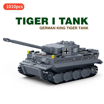 1:28 Militāro Tanks Tiger I ww2 tiger tanku Armijas Skaitļi vācijas Karalis autocisternu Pasaules Kara Celtniecības Bloki, Rotaļlietas Bērniem