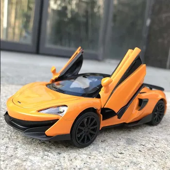 1:32 Die Cast McLaren 600LT Sporta Auto Modeli Rotaļlietas Sakausējuma Imitācijas Skaņu, Gaismu, Pavelciet Atpakaļ Superauto Rotaļlietas Transportlīdzekļa Dāvanu