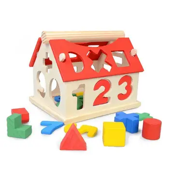1 Iestatiet Koka Digitālā Māja, Celtniecības Bloki, Rotaļlietas Montessori Bloku Montāža Sākumā Bērni Forma Numuru Rotaļlietas Izglītības Matchin S8L5