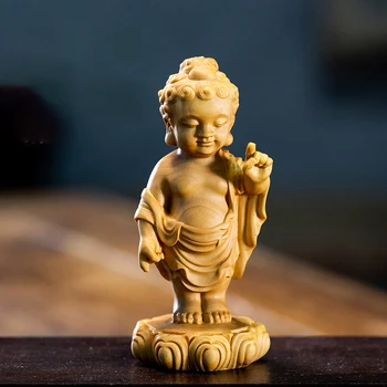 10/12CM Sakyamuni Budas Jaunu Koka Statuja Buddha Statue Boxwood Zodiaka Mājas Apdare Laimi, Labklājību Feng Shui Apdare