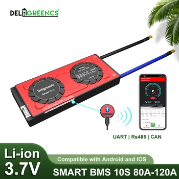 10s smart BMS 80A 100A 120.A UART 485 Bluetooth Smart BMS par 36V Li-jonu Akumulatora Enerģijas Uzglabāšanas Ar Līdzsvaru