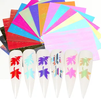 16 gab\daudz Krāsas Maple leaf pašlīmējošās Uzlīmes Nagiem Modes DIY Manikīrs Mākslas Rotājumi Uzlīmes Folijas Nagu Uzlīmes Meitenēm