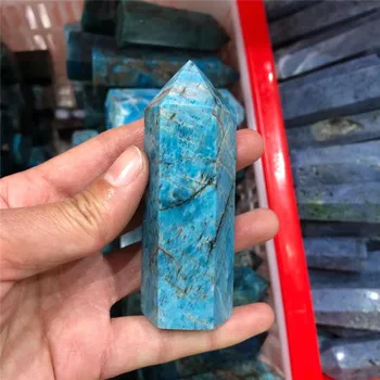 1gb 70-80mm un dabiski Zilas apatite kristāla zizli akmens kristāls, viena punkta, lai sadzīšana