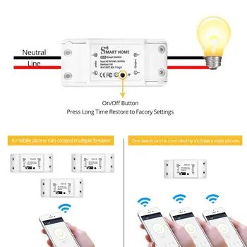 1gb Smart WiFi Gaismas Slēdzi Tuya APP Universālā DIY Modulis Smart Home Bezvadu Tālvadības pults Darbojas ar Alexa, Google Home