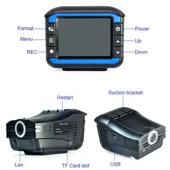 2 In 1 Paslēptas Automašīnas DVR Kamera Radaru, Lāzera Spidometra vai Radara Detektors Auto Dash Kamera HD 140 Grādu Platleņķa Auto DVR Reģistrators