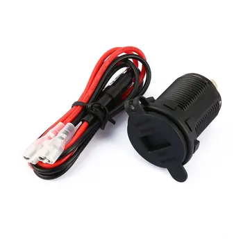 2-in-1 Kārta Ūdensnecaurlaidīga Dual USB Auto Lādētājs Adapteris un LED Metru Paneļa Ligzda Voltmetrs Sieviete ar 60cm Līnijas