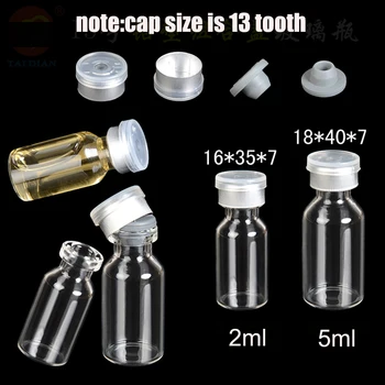 2 ml 5ml 50set/daudz zobu 13 klp Injekciju flakoni butilkaučuka pievienojiet nelielu stikla šķidrums zāles pudeles Eksperimentālās testa pudele