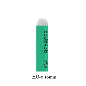 200Pcs 0.16 mm Zaļā Nano LAMINA MIKRO 12/14/18U Formas FLEX CHANFRADA Microblading Adatas Tebori Microblading Rokasgrāmata Pildspalvu