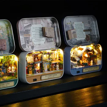 2019 Jaunu Rokām gatavotas dāvanas, 3D Koka DIY Roku darbs Lodziņā Teātra leļļu Namiņš Miniatūras Rūtiņu Gudrs Mini Leļļu Nams Apkopot Dāvanu Komplekti Rotaļlietas