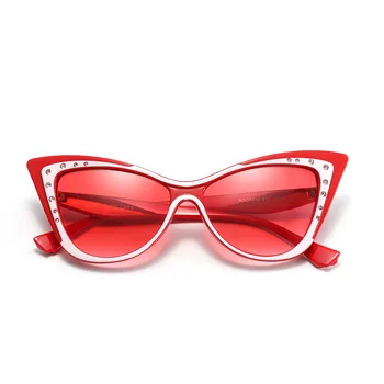 2019 Modes Dāmas Saulesbrilles Luksusa Zīmolu, Dizaineru, Kaķa Acs, Saules Brilles Tendence Rhinestone Brilles UV400