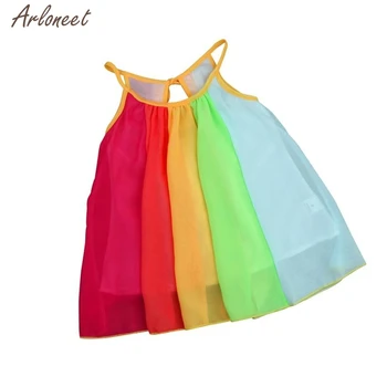 2019 bērnu kleita vasaras Toddler Bērniem, Baby Meitene Princese Drēbes bez Piedurknēm Šifona Tutu Varavīksnes Kleitas 27