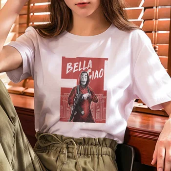 2019 seriāls La Casa De Papel T Krekls Sievietēm Naudu Heist Tee T Gadījuma Plus Lieluma Galotnēm Māja Papīra Smieklīgi T-Krekls Sieviešu