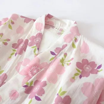 2020 Zaudēt Sakura Drukāt Pidžamas Komplekts Japāņu Kimonos Pijama Mujer Sieviete Pyjama Femme Vasaras Kokvilnas Marle Jauki Mājās Kalpot Uzvalks