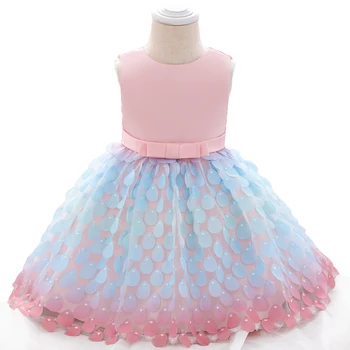 2020. gada Vasaras Bērnu Varavīksnes Vizuļi Princese Kleita Baby Girl 1. Gada Dzimšanas dienas Kleita Zīdaiņu Kāzu Kleitu, Jaundzimušo Apģērbi