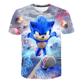 2020. gada Vasaras T-krekls Sonic Ezis Gadījuma T krekli Karikatūra Bērnu 3D Zēnu t krekls Modes Elpojošs, Bērni, Drēbes, krekli