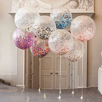 20pcs 12inch Ballons Puse, kāzu dekorēšana multicolor konfeti balons Hēlija Sabiezējums Bumbieru Lateksa, Caurspīdīgu Skaidrs, Balonu
