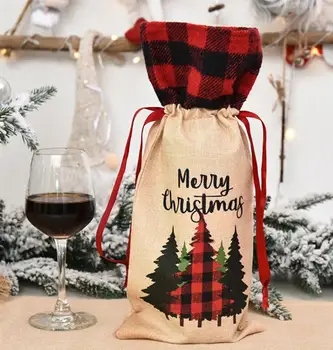 2gab Ziemassvētku sarkanvīna Pudeli Ietilpst Soma Veļa Brīvdienu, Santa Klauss Šampanieša Pudeles Vāciņu Ziemassvētku Rotājumi Mājās