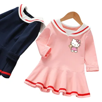 2~10 gadu Rudens ziemas bērnu apģērbu Karikatūra anime kaķis dzīvnieku garām piedurknēm salds studet Jūrnieks princese kleita meiteņu drēbes