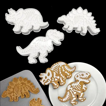 3 gab./komplekts Dinozauru Cepumu Cookie Cutter Sugarcraft Pelējuma Pomādes Kūka Dekorēšanas Instrumentiem Bakeware