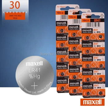 30pcs LR41 SR41 Pogu elementu Baterijas 192 AG3 G3A LR736 392A par Maxell 1,5 v Litija Monētas Akumulatora 7.9 mm*3.6 mm