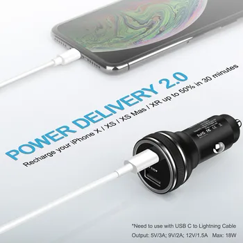 36W Ātri Uzlādēt 3.0 USB Auto Lādētāju Xiaomi Huawei, Samsung Mobilā Tālruņa Adapteri Auto Ātri PD USB C Automašīnas Tālruņa Lādētājs