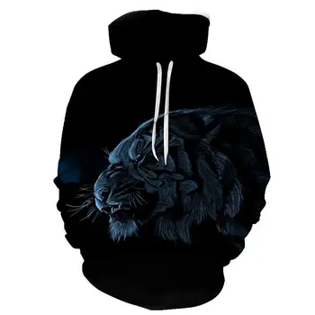 3D Drukāšana pelēkā vārna Dzīvnieku Print Kapuces Džemperis Jaka Tiger & Lauva Pilnu Drukas Kapuci sporta Krekls S-6XL